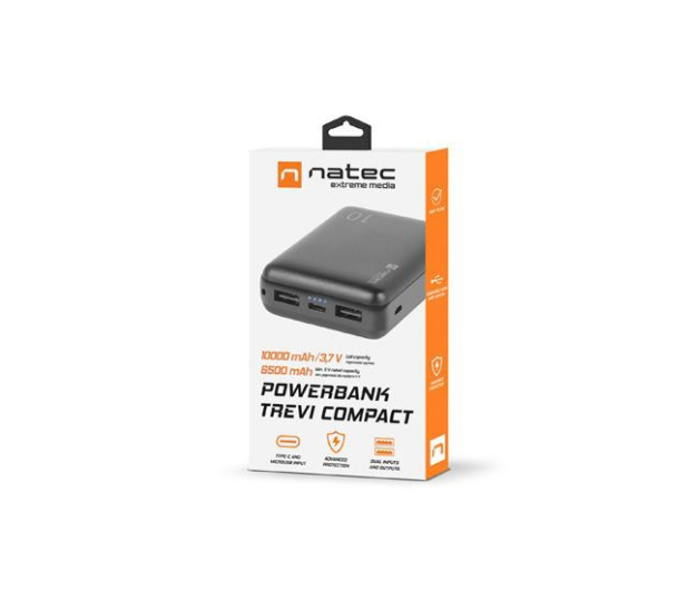 NATEC Extreme Media Trevi Compact 10000 mAh 2 x USB + 1 x USB-C Czarny NPB-1543 - 1381840 - zdjęcie 3
